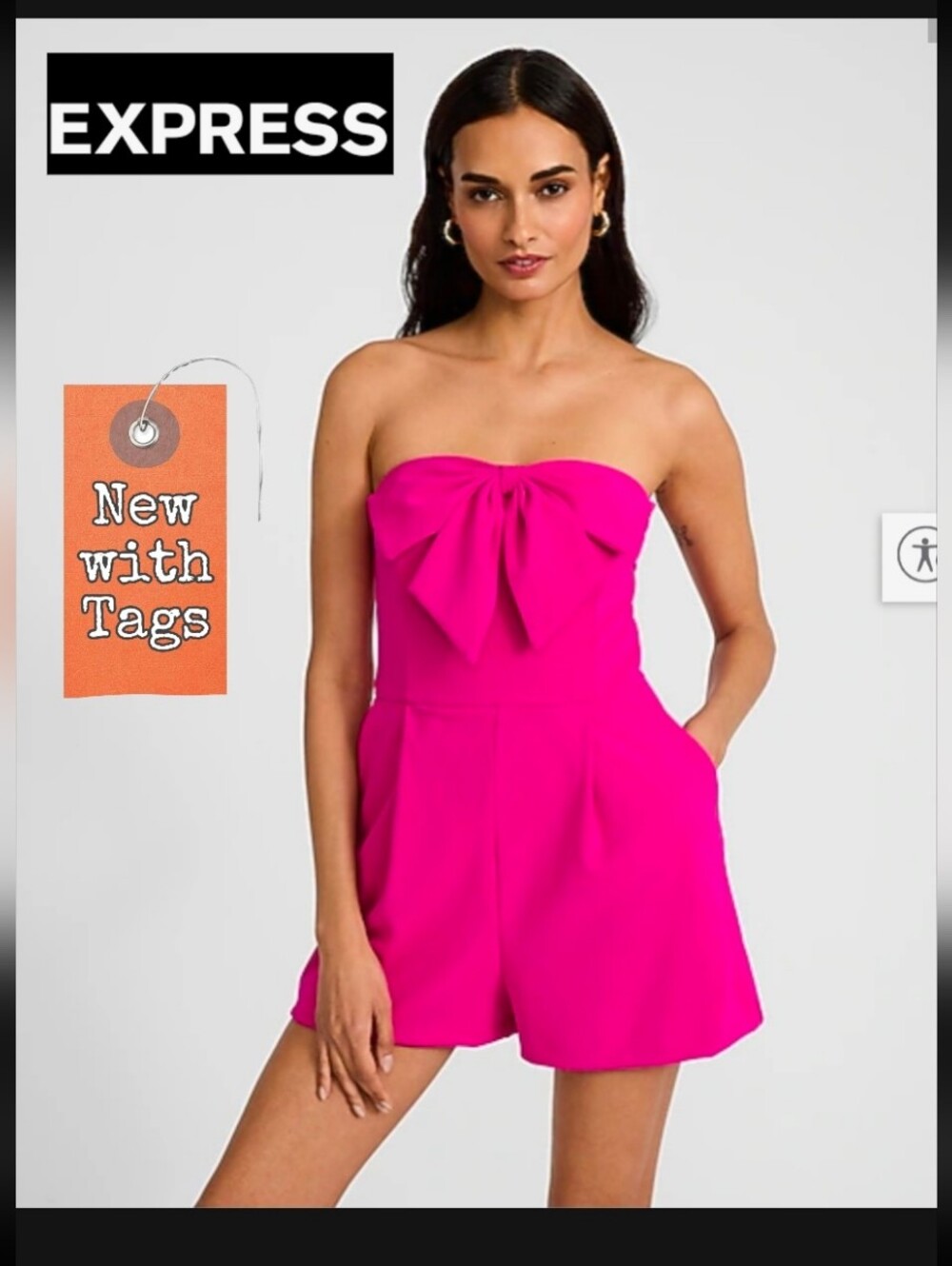 NWT/ Express Crepe Strapless Bow Front Romper XL